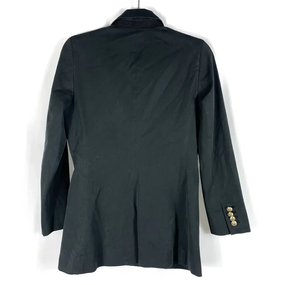 Derek Lam 10 Crosby Walter Blazer Black Gold‎ Buttons Double Breasted Sz 4